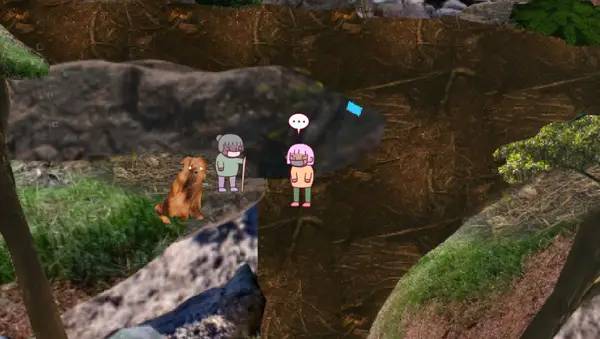 Иллюстрация уровня Tree Trunk Brook с деталями окружения