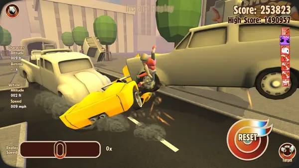 Иллюстрация уровня Turbo Dismount с деталями окружения