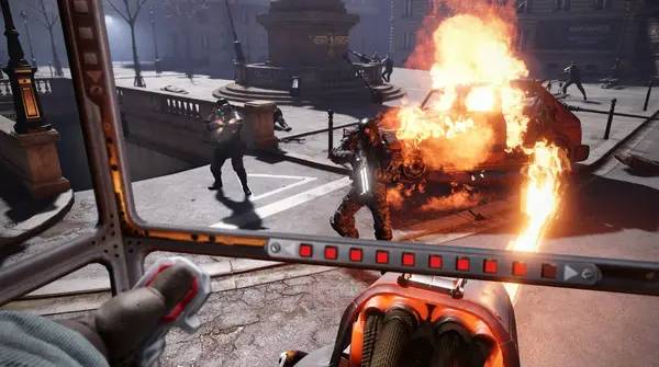 Иллюстрация уровня Wolfenstein Cyberpilot VR с деталями окружения
