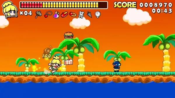 Иллюстрация уровня Wonder Boy Returns Remix с деталями окружения