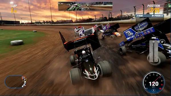 Иллюстрация уровня World of Outlaws  Dirt Racing 24 Gold Edition с деталями окружения