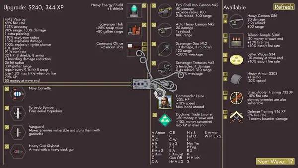 Интерфейс Airships Lost Flotilla во время прохождения