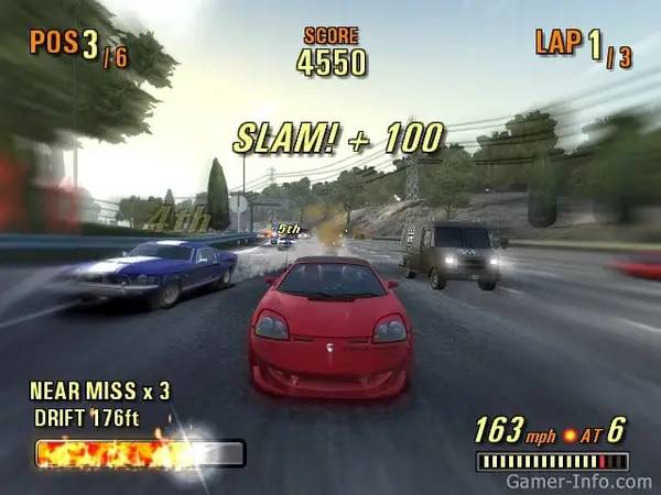 Интерфейс Burnout 3 Takedown во время прохождения