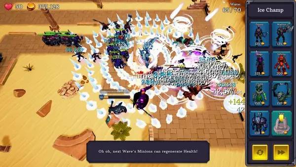 Интерфейс Champs TD во время прохождения