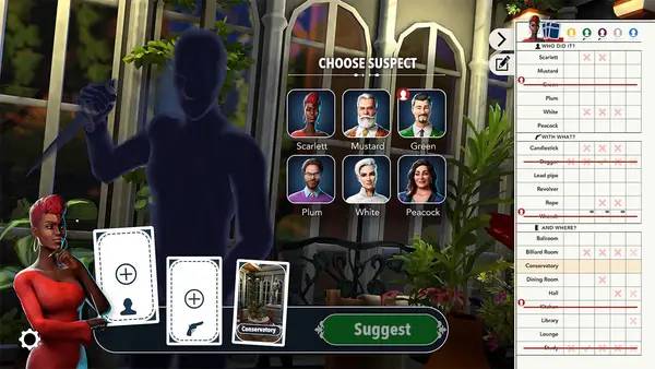 Интерфейс Clue Cluedo во время прохождения