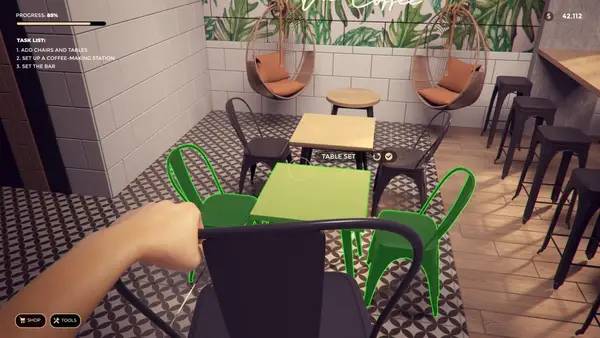 Интерфейс Coffee Bar Renovator во время прохождения