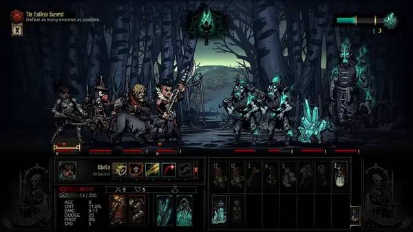 Интерфейс Darkest Dungeon  The Color Of Madness во время прохождения