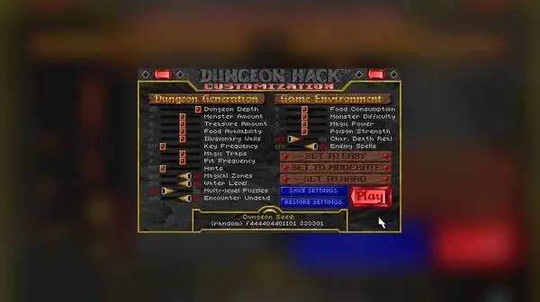 Интерфейс Dungeon Hack во время прохождения