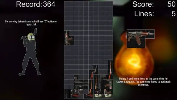 Интерфейс Escape from Tatris во время прохождения