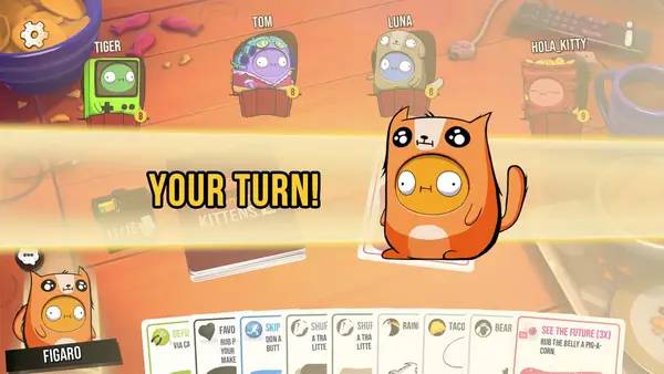 Интерфейс Exploding Kittens 2 во время прохождения