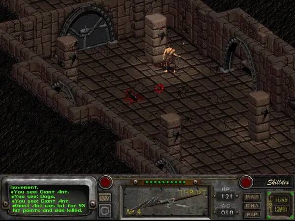Интерфейс Fallout 2 A Post Nuclear Role Playing Game во время прохождения