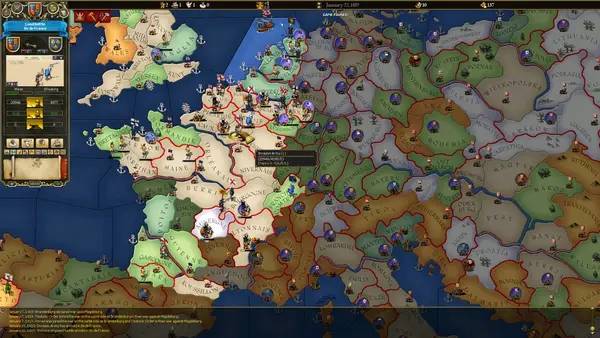 Интерфейс For the Glory  A Europa Universalis Game во время прохождения