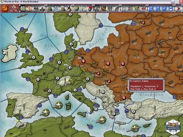 Интерфейс Gary Grigsby's World at War  A World Divided во время прохождения