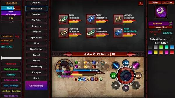 Интерфейс Godsbane Idle во время прохождения