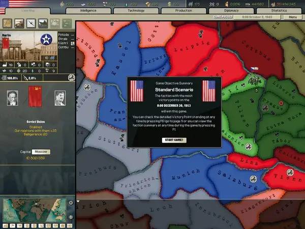 Интерфейс Hearts of Iron 2 Complete во время прохождения