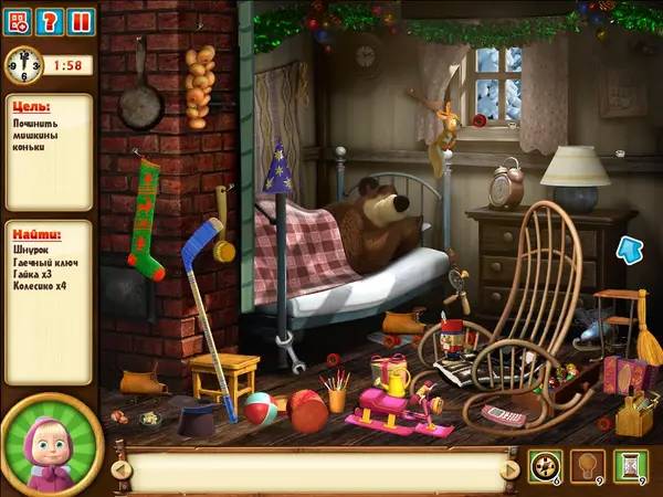Интерфейс Маша и Медведь. Давайте дружить во время прохождения