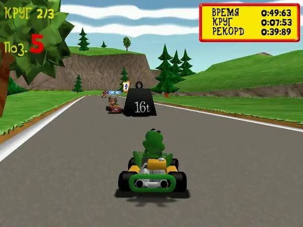 Интерфейс Moorhuhn Kart XXL во время прохождения