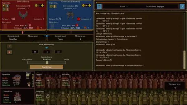 Интерфейс Never Second in Rome во время прохождения