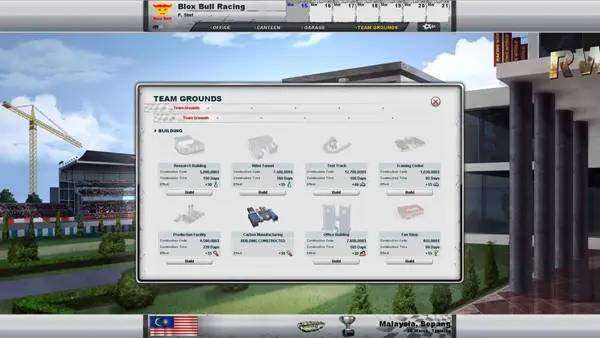 Интерфейс Racing Manager 2014 во время прохождения