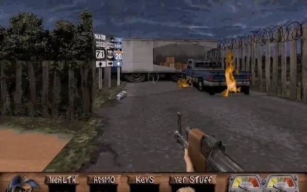 Интерфейс Redneck Rampage Suckin' Grits on Route 66 во время прохождения