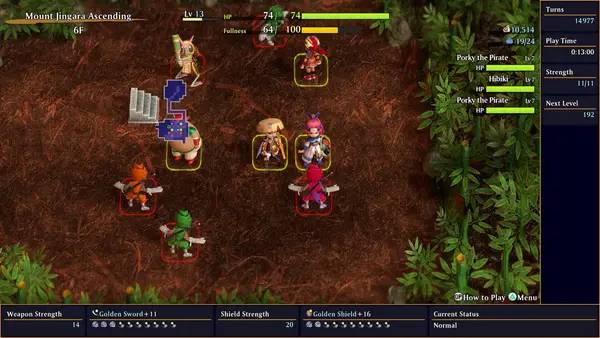 Интерфейс Shiren the Wanderer  The Mystery Dungeon of Serpentcoil Island во время прохождения