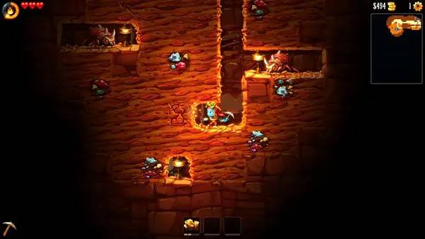 Интерфейс SteamWorld Dig 2 во время прохождения