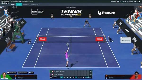 Интерфейс Tennis Manager 2021 во время прохождения