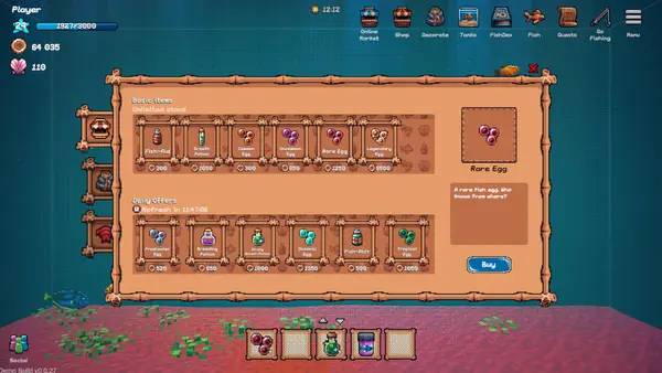 Интерфейс Tiny Aquarium Social Fishkeeping во время прохождения