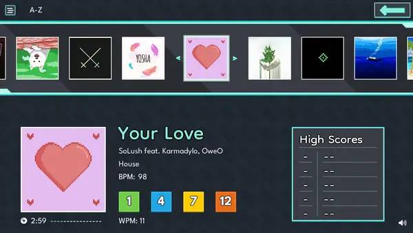 Интерфейс Typing Tempo во время прохождения