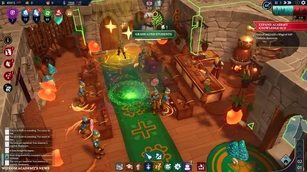 Интерфейс Wizdom Academy во время прохождения