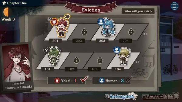 Интерфейс Yokai Landlord Monster Mystery! во время прохождения