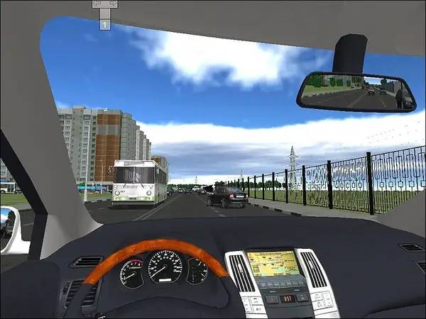 Кадр с взаимодействием персонажа и объекта в 3D Инструктор - Вождение по Москве