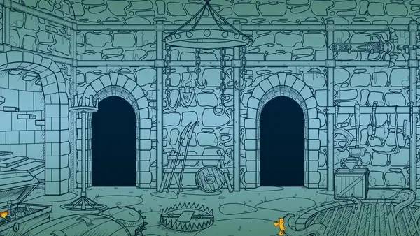 Кадр с взаимодействием персонажа и объекта в A Castle Full of Cats