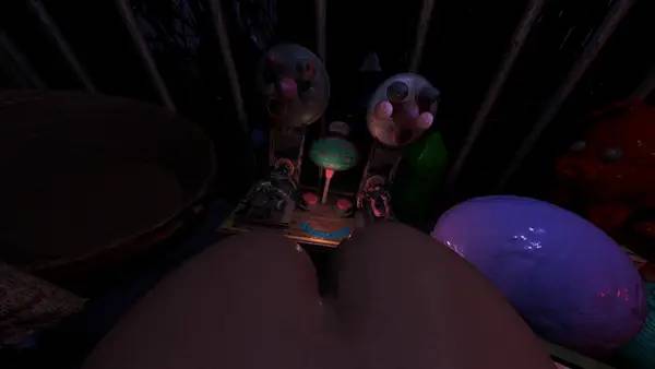 Кадр с взаимодействием персонажа и объекта в A Dump in the Dark