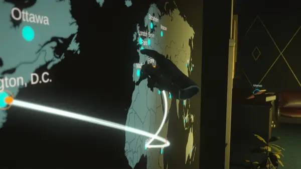 Кадр с взаимодействием персонажа и объекта в Abode 2