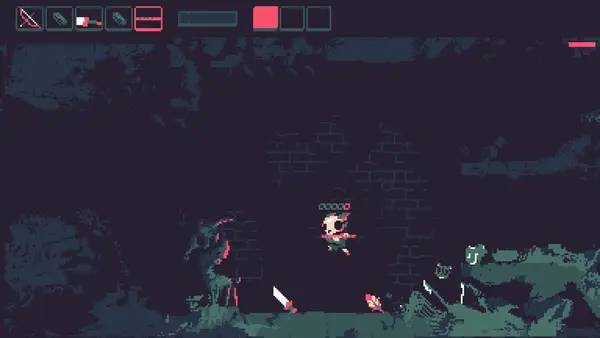 Кадр с взаимодействием персонажа и объекта в Acid Knife