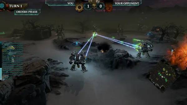 Кадр с взаимодействием персонажа и объекта в Adeptus Titanicus Dominus