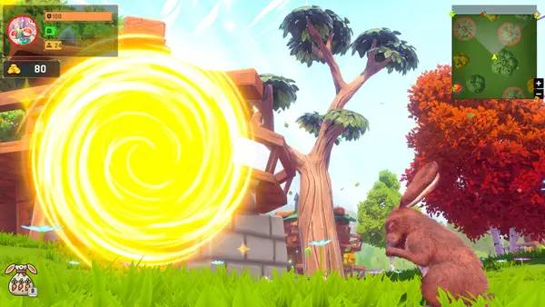 Кадр с взаимодействием персонажа и объекта в Adventure Forest  Rabbit Story