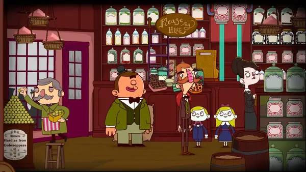 Кадр с взаимодействием персонажа и объекта в Adventures of Bertram Fiddle 2 A Bleaker Predicklement