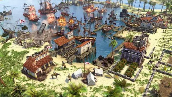 Кадр с взаимодействием персонажа и объекта в Age of Empires 3  Definitive Edition