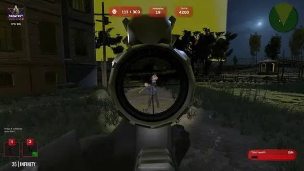 Кадр с взаимодействием персонажа и объекта в Agent Roy - Zombie Hunt