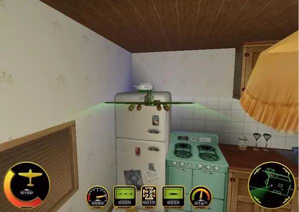 Кадр с взаимодействием персонажа и объекта в Airfix Dogfighter