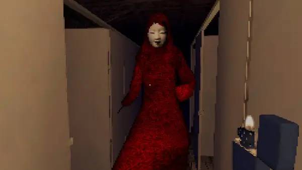 Кадр с взаимодействием персонажа и объекта в Aka Manto