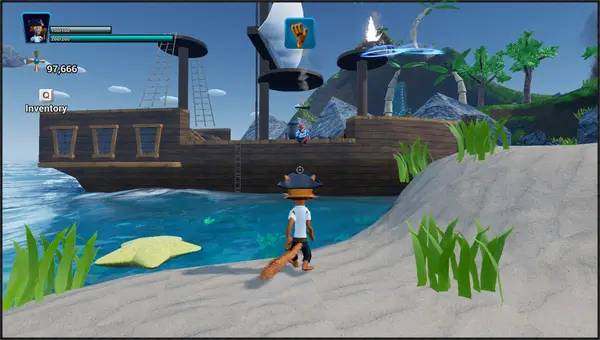 Кадр с взаимодействием персонажа и объекта в Alakenisland