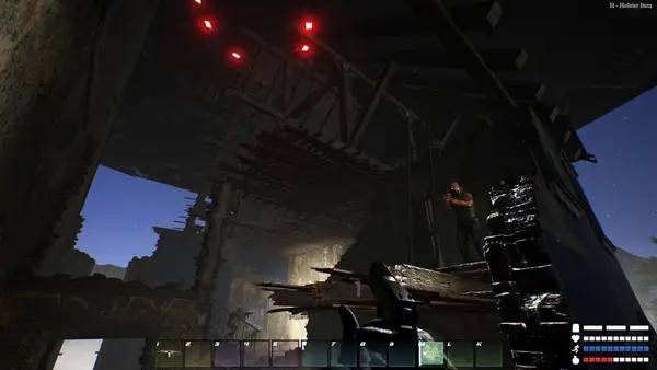 Кадр с взаимодействием персонажа и объекта в Alien Dawn