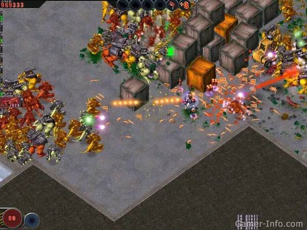 Кадр с взаимодействием персонажа и объекта в Alien Shooter Начало вторжения