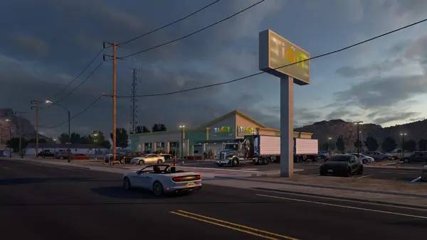 Кадр с взаимодействием персонажа и объекта в American Truck Simulator Arizona