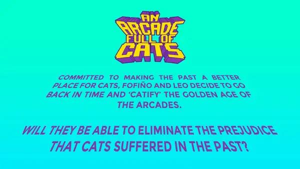 Кадр с взаимодействием персонажа и объекта в An Arcade Full of Cats