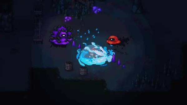 Кадр с взаимодействием персонажа и объекта в Arietta of Spirits