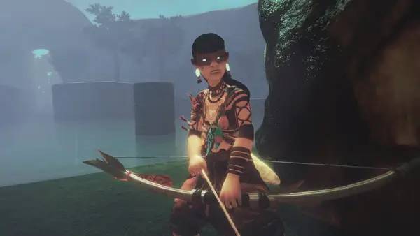 Кадр с взаимодействием персонажа и объекта в Aritana and the Twin Masks